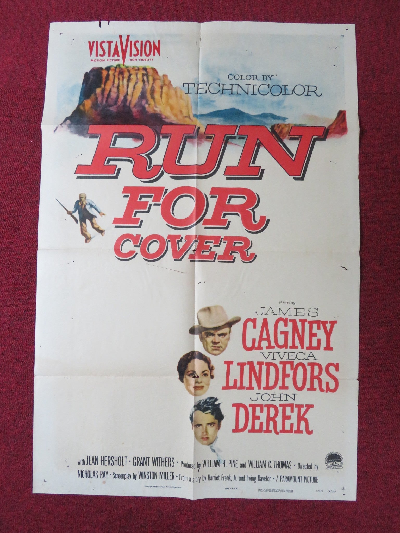 RUN FOR COVER FOLDED US ONE SHEET POSTER JAMES CAGNEY VIVECA LINDFORS 1955 Rendezvous Cinema Movie posters