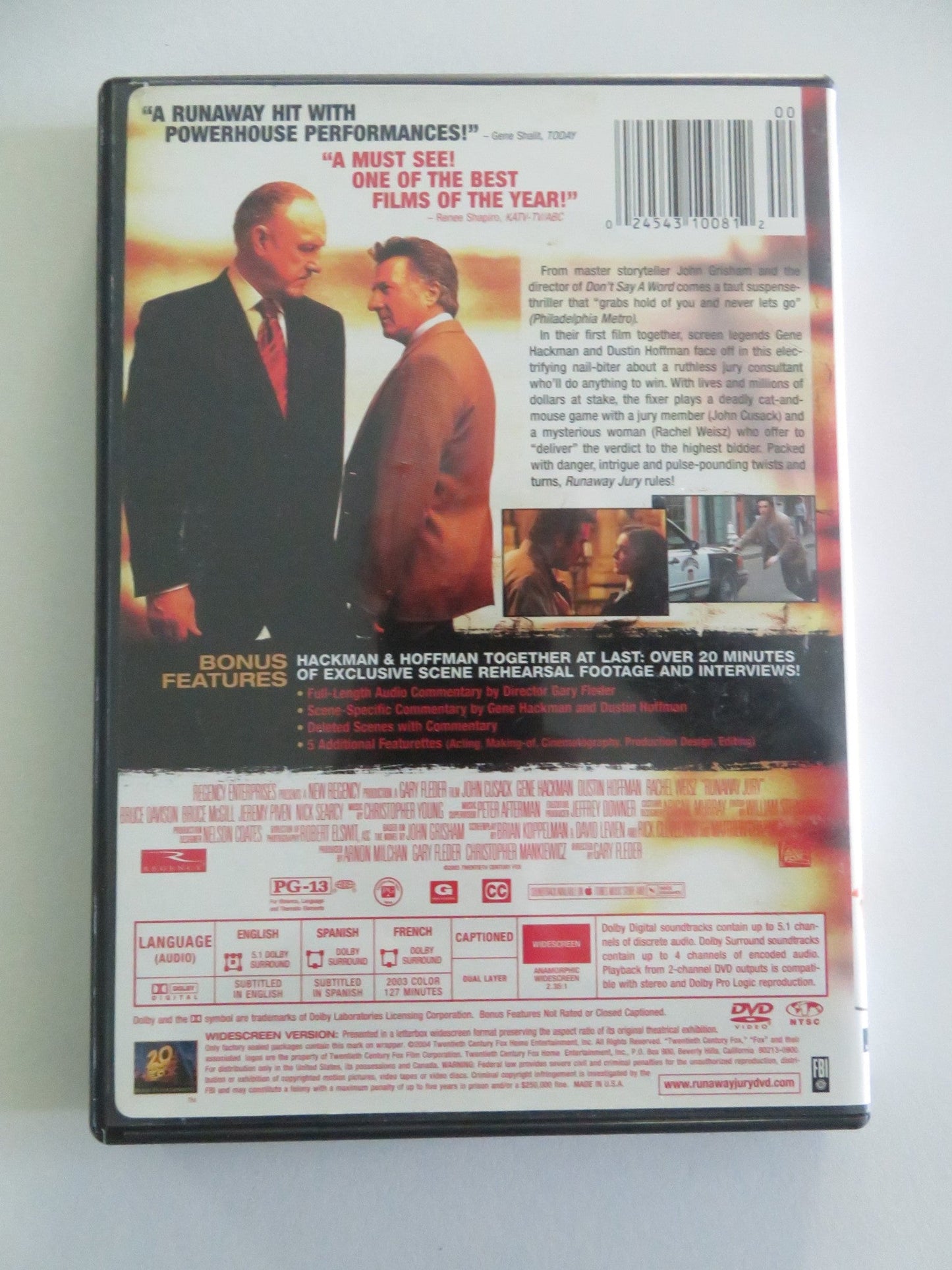 Runaway jury (DVD) John Cusack Gene Hackman 2003 Region 1 Movie posters
