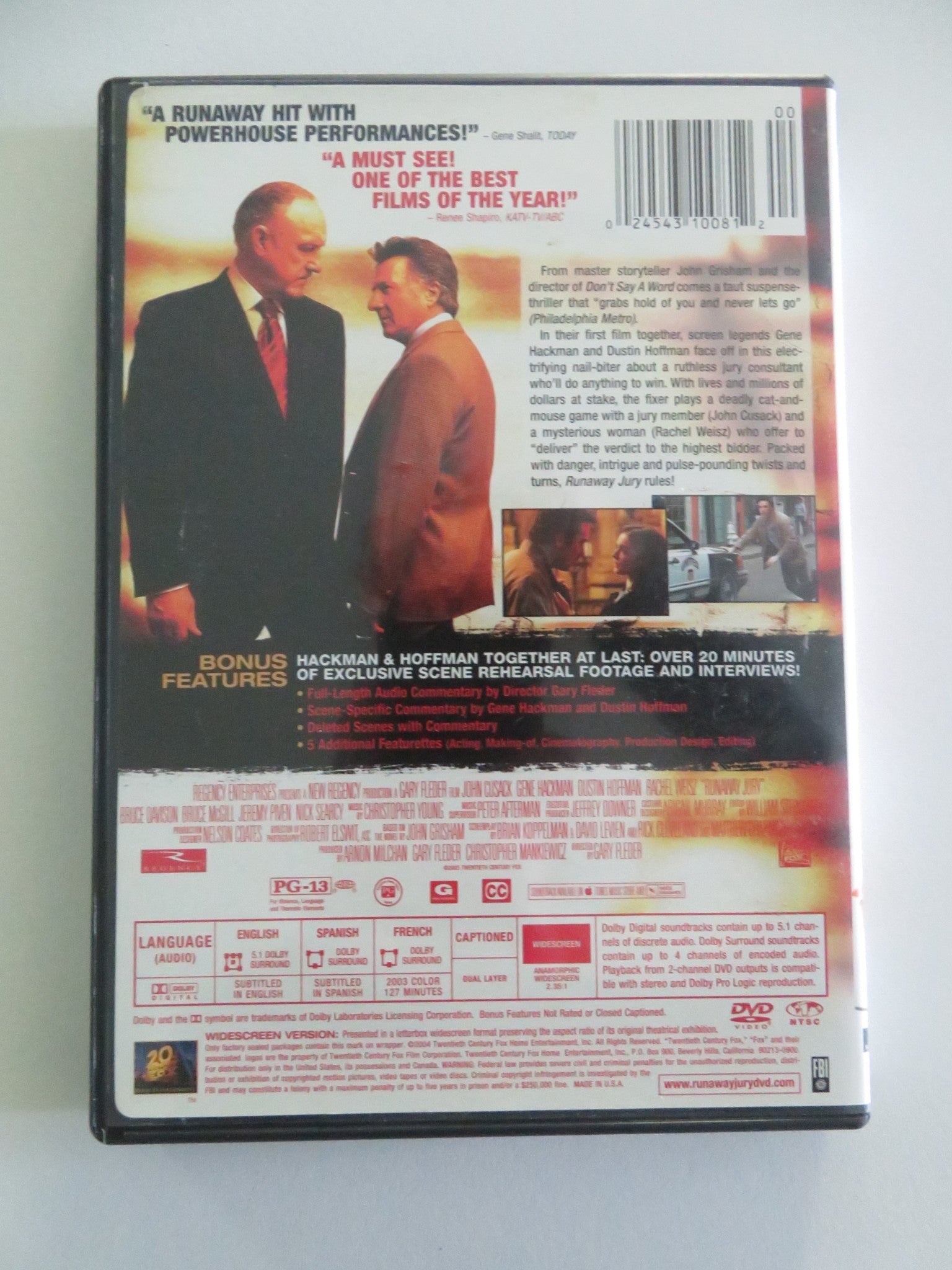 Runaway jury (DVD) John Cusack Gene Hackman 2003 Region 1 Movie posters