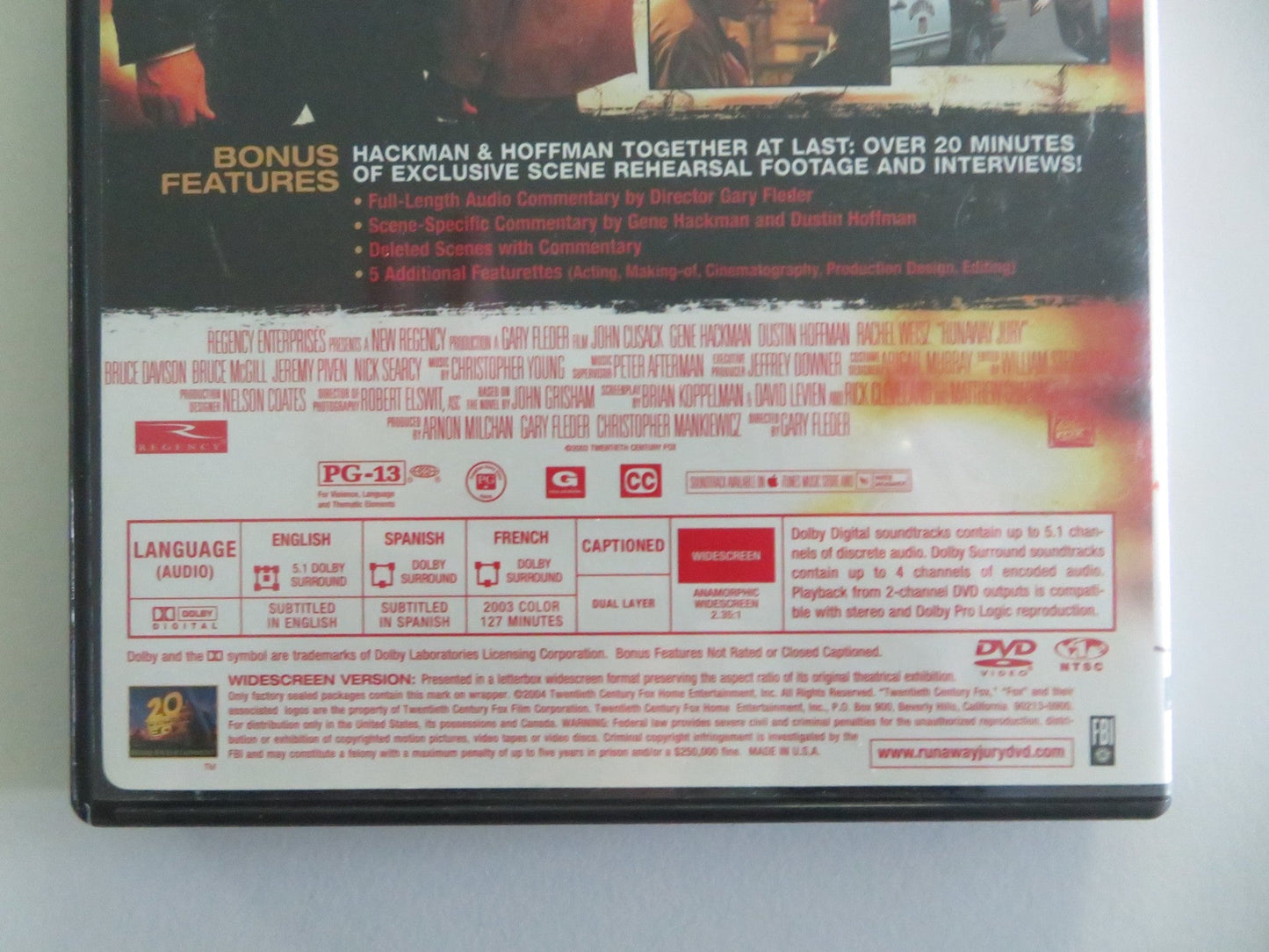 Runaway jury (DVD) John Cusack Gene Hackman 2003 Region 1 Movie posters