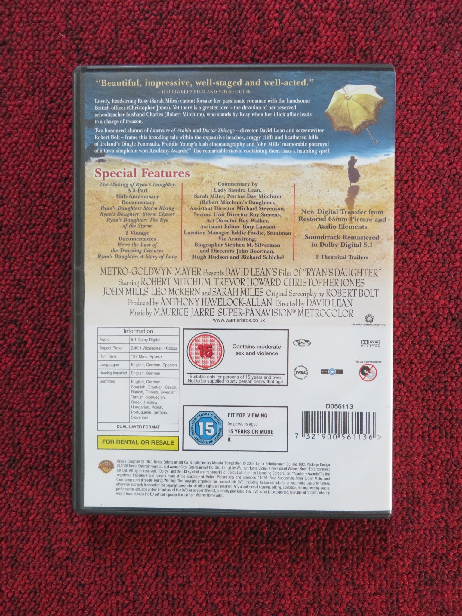 RYAN'S DAUGHTER (DVD) ROBERT MITCHUM TREVOR HOWARD 1970 REGION 2 Rendezvous Cinema Movie posters