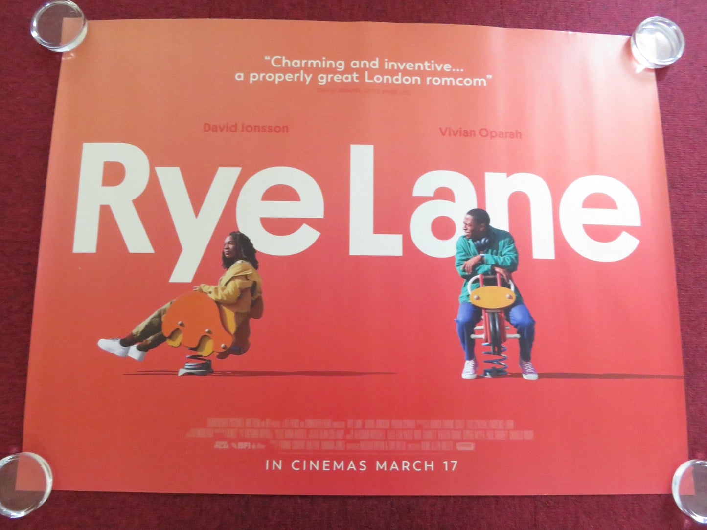 RYE LANE UK QUAD ROLLED POSTER DAVID JONSSON VIVIAN OPARAH 2023 Rendezvous Cinema Movie posters