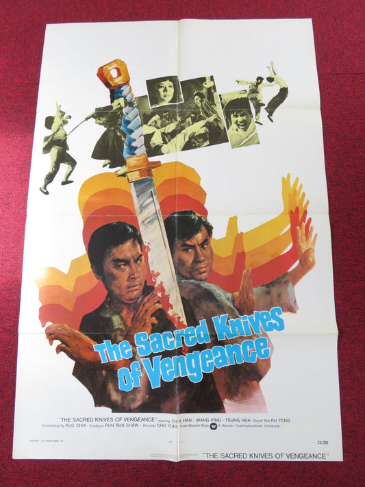 SACRED KNIVES OF VENGEANCE FOLDED US ONE SHEET POSTER HUA TSUNG PING WANG 1973 Rendezvous Cinema Movie posters