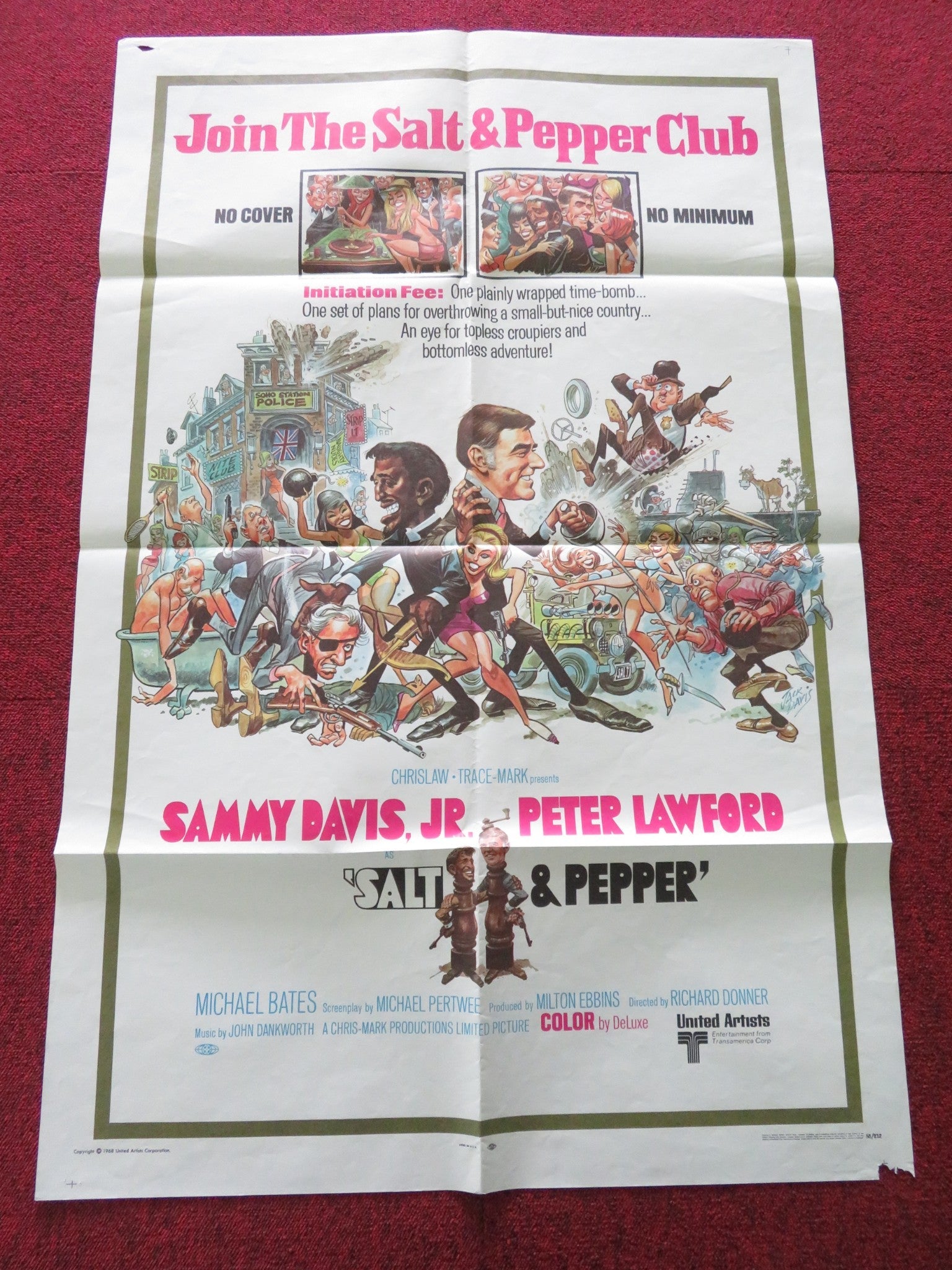 SALT AND PEPPER FOLDED US ONE SHEET POSTER SAMMY DAVIS JR. PETER LAWFORD 1968 Rendezvous Cinema Movie posters