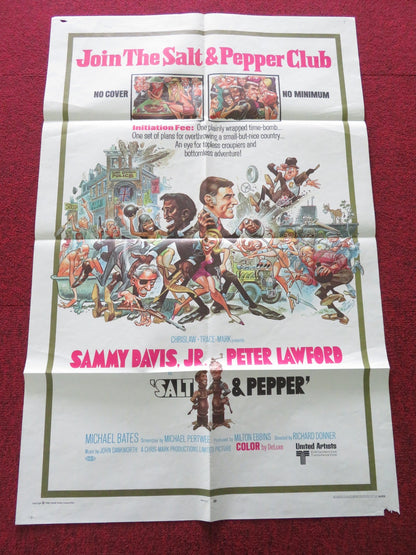 SALT AND PEPPER FOLDED US ONE SHEET POSTER SAMMY DAVIS JR. PETER LAWFORD 1968 Rendezvous Cinema Movie posters