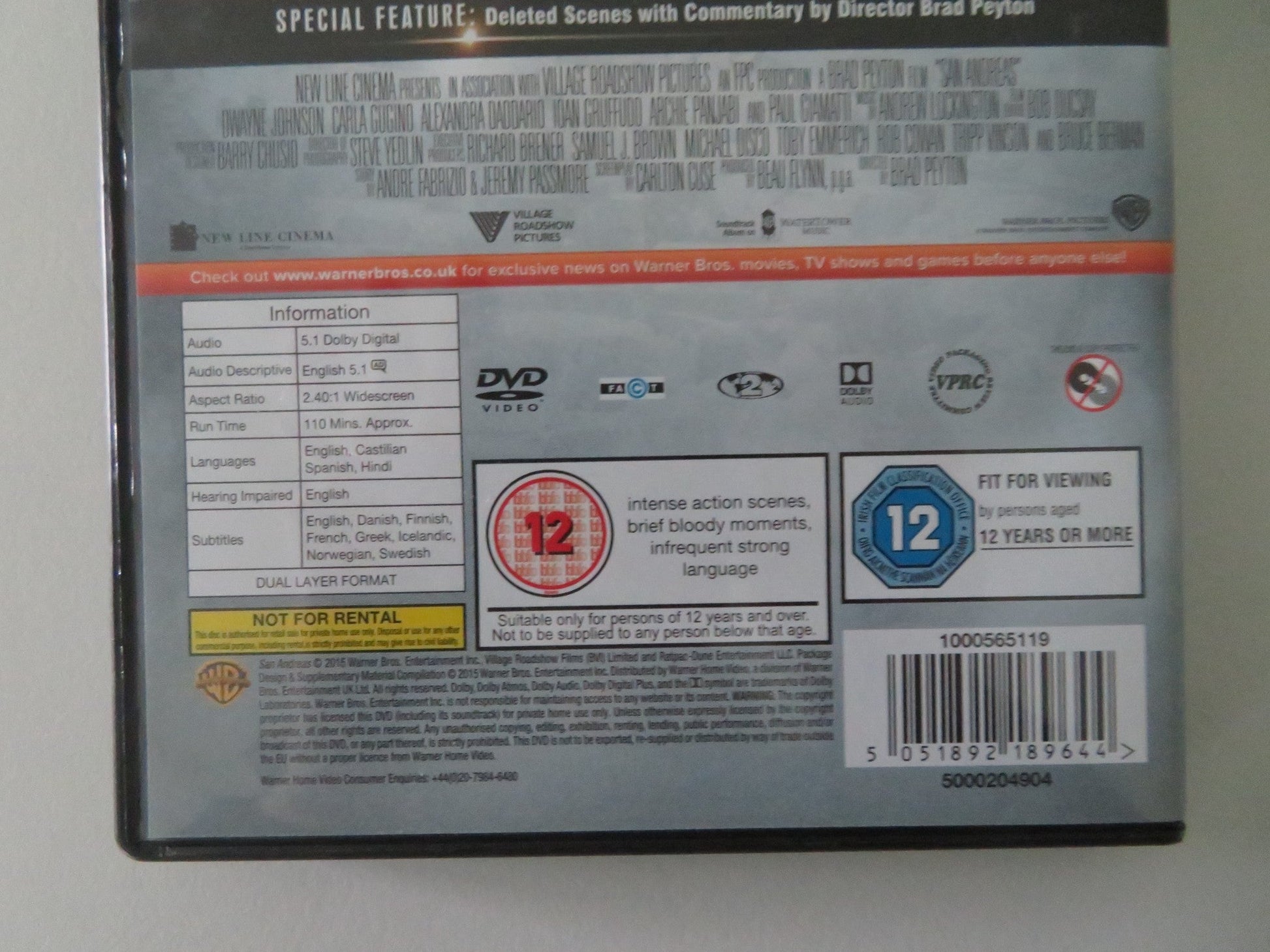 SAN ANDREAS (DVD) DWAYNE JOHNSON PAUL GIAMATTI 2015 REGION 2 Movie posters