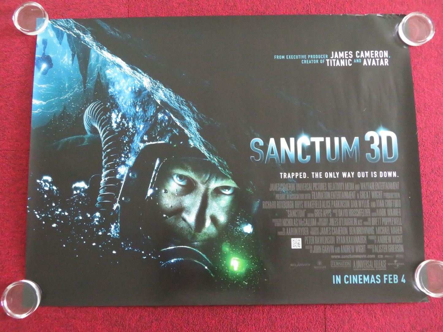 SANCTUM UK QUAD ROLLED POSTER RICHARD ROXBURGH IAN GRUFFUDD 2011 Movie posters