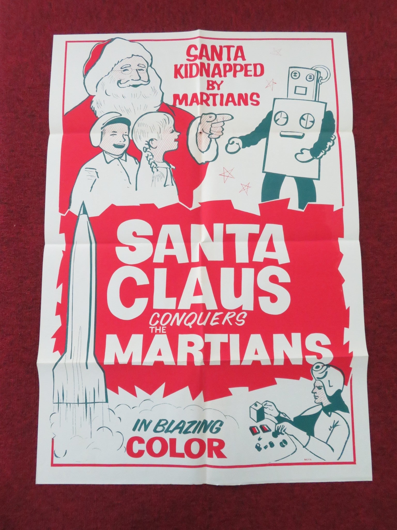 Santa Claus Conquers the Martians Folded US One Sheet Poster John Call 1964 Movie posters