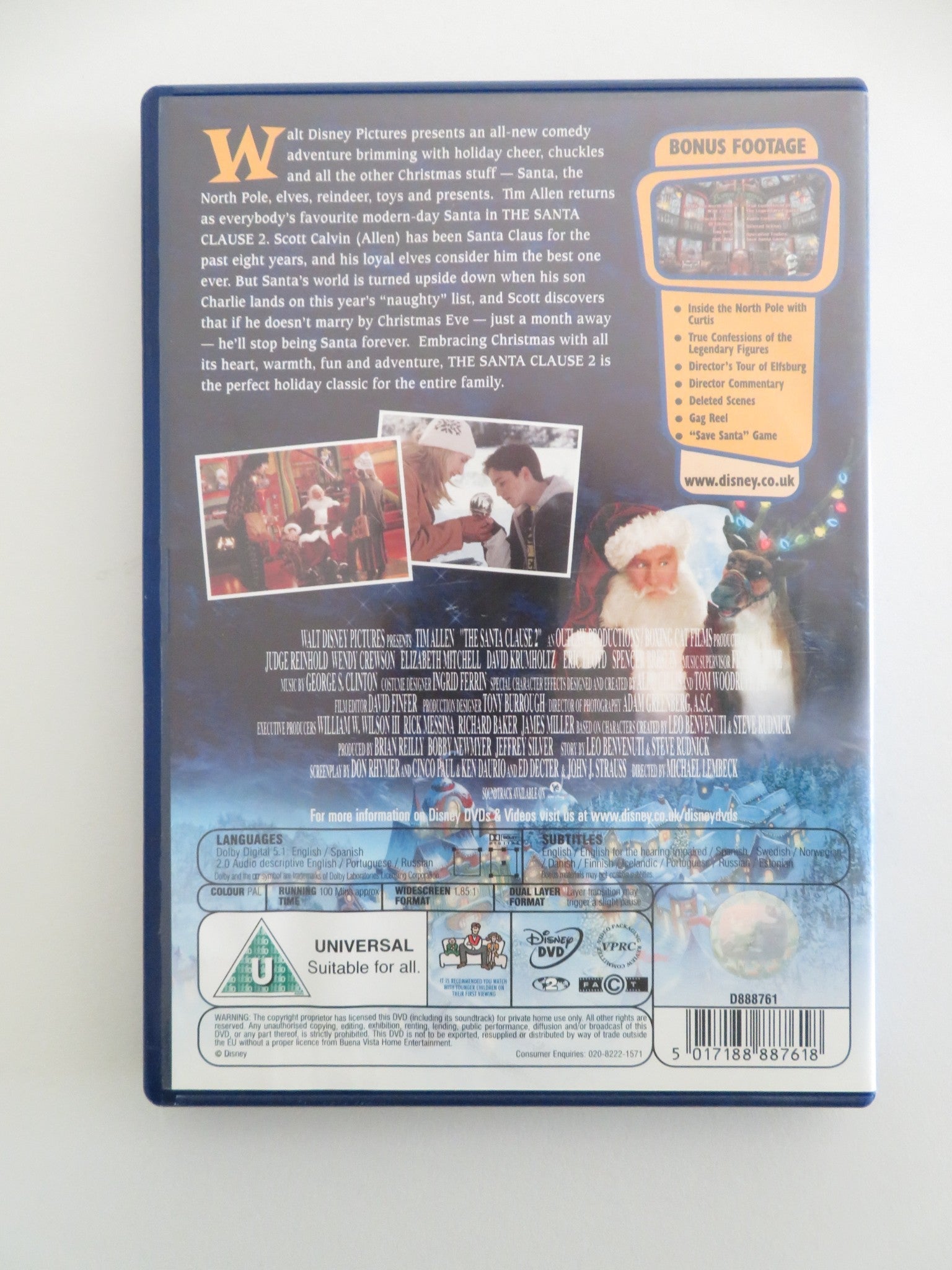 SANTA CLAUSE 2 (DVD) DISNEY TIM ALLEN JUDGE REINHOLD 2002 REGION 2 - Rendezvous Cinema