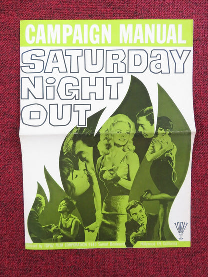SATURDAY NIGHT OUT UNCUT PRESS BOOK FOLDED HEATHER SEARS BERNARD LEE 1964 Rendezvous Cinema Movie posters