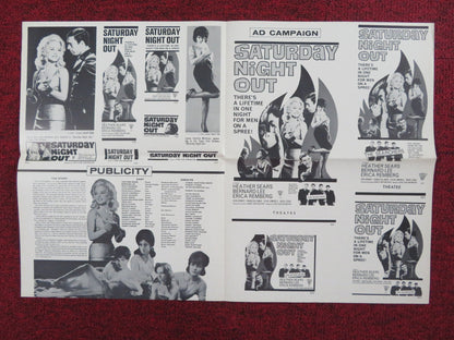 SATURDAY NIGHT OUT UNCUT PRESS BOOK FOLDED HEATHER SEARS BERNARD LEE 1964 Rendezvous Cinema Movie posters