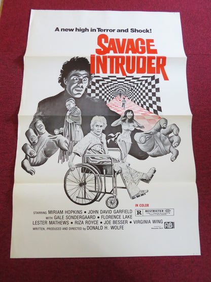 SAVAGE INTRUDER US TRI FOLDED ONE SHEET ROLLED POSTER MIRIAM HOPKINS 1970 Rendezvous Cinema Movie posters