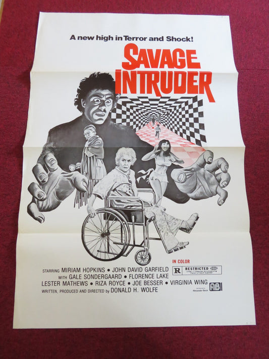 SAVAGE INTRUDER US TRI FOLDED ONE SHEET ROLLED POSTER MIRIAM HOPKINS 1970 Rendezvous Cinema Movie posters