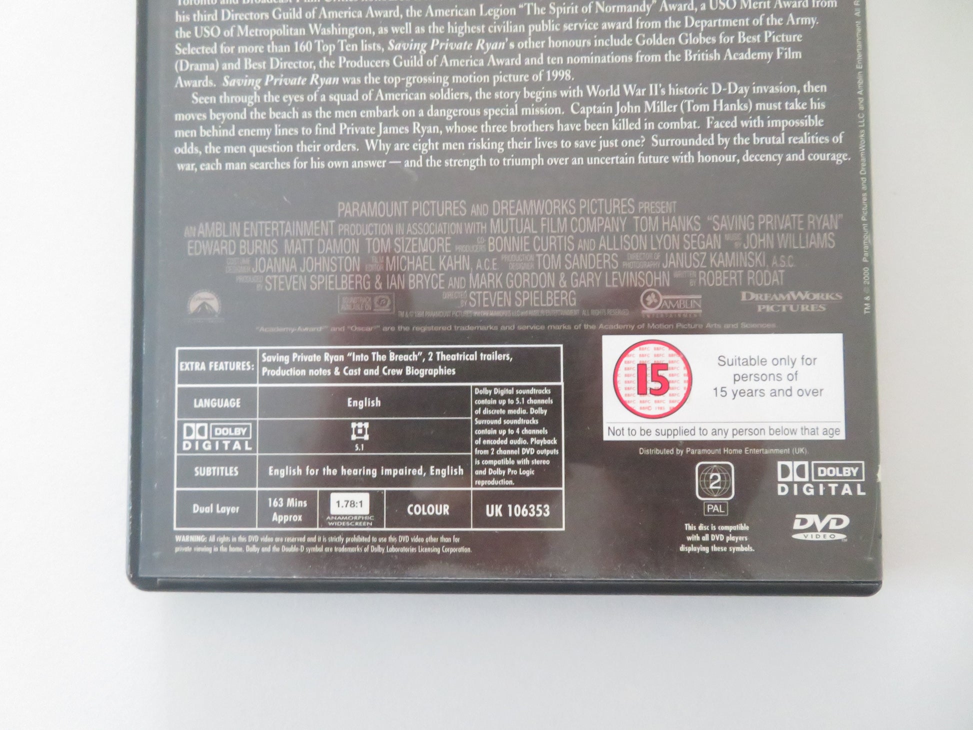 Saving Private Ryan (DVD) Tom Hanks Matt Damon Tom Sizemore 1998 Region 2 Movie posters