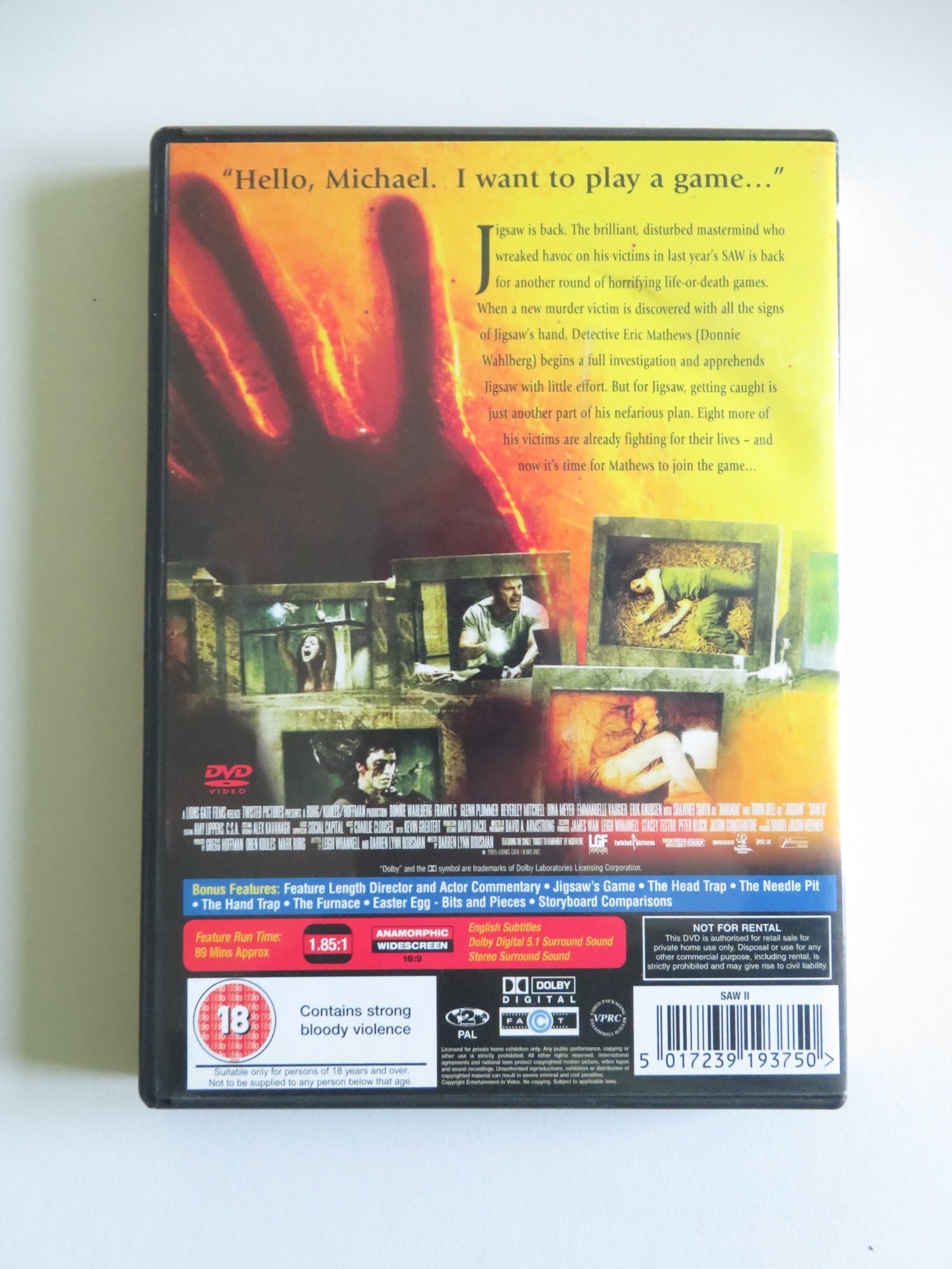 SAW II (DVD) TOBIN BELL SHAWNEE SMITH 2005 REGION 2 - Rendezvous Cinema