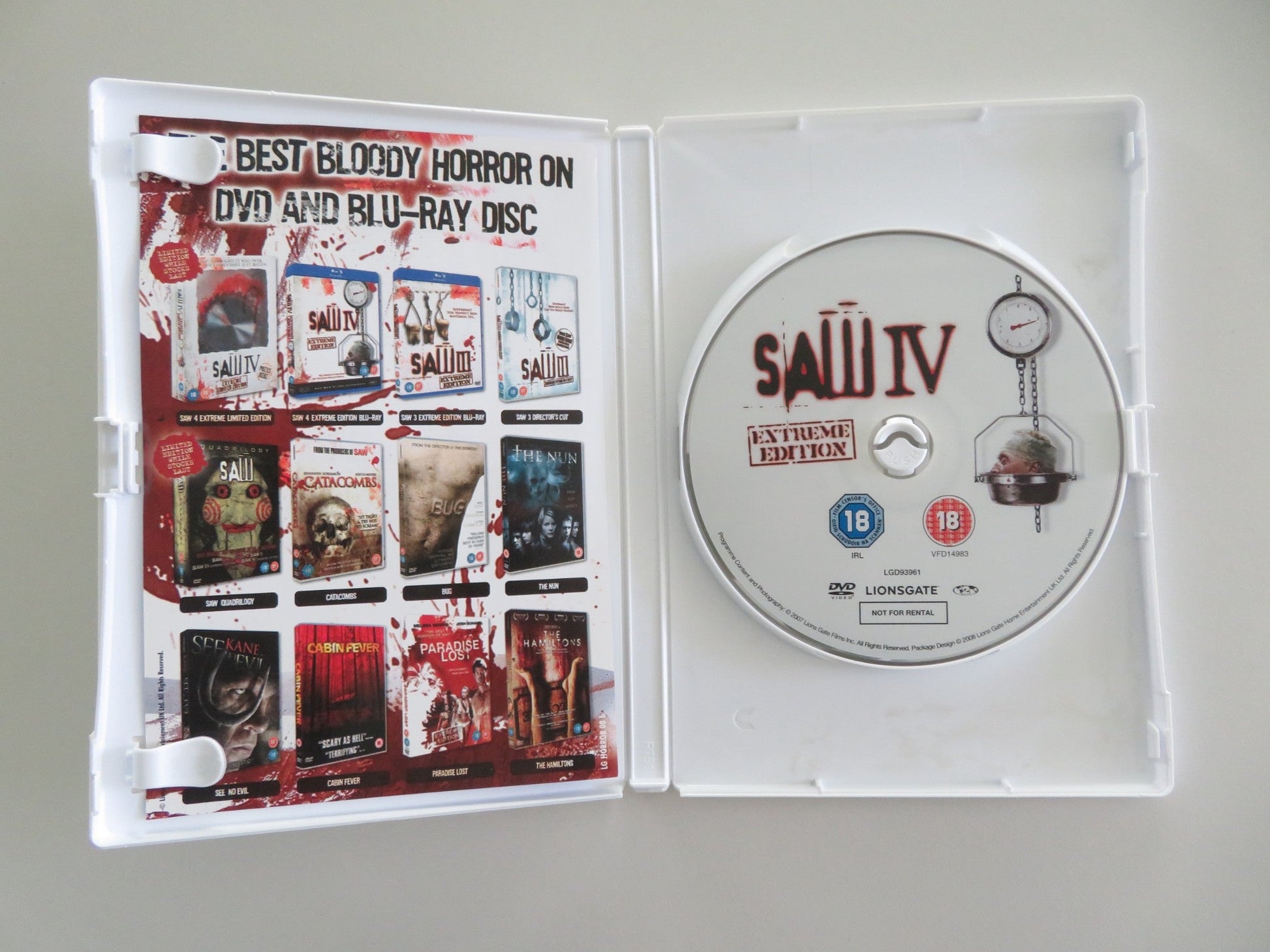 Saw IV Extreme Edition (DVD) Tobin Bell Costas Mandylor 2007 Region 2 Movie posters