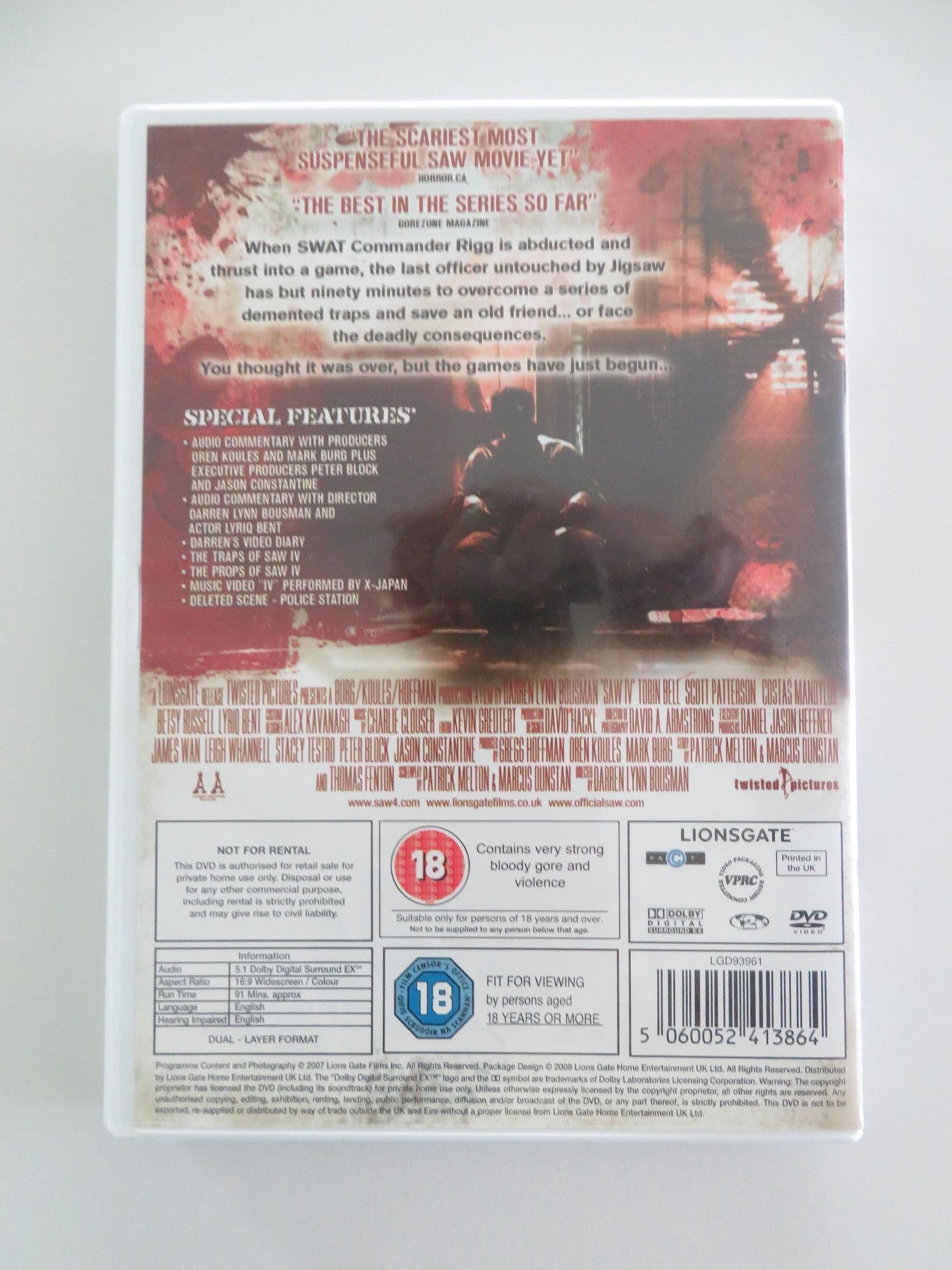 Saw IV Extreme Edition (DVD) Tobin Bell Costas Mandylor 2007 Region 2 Movie posters