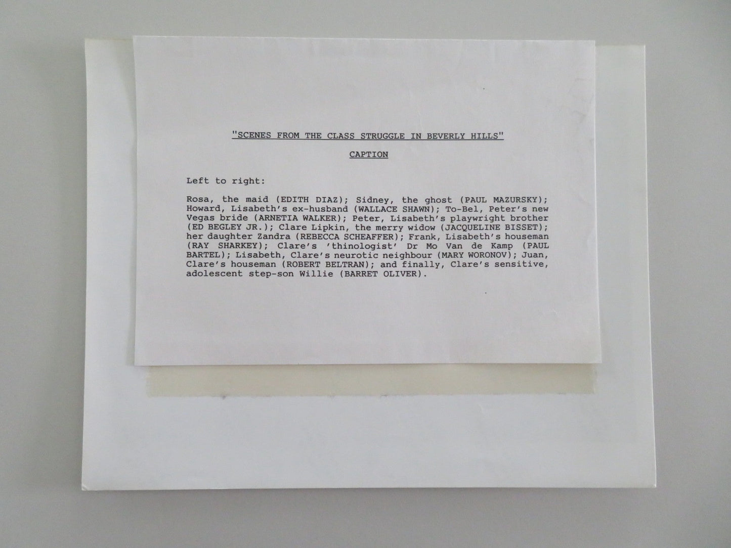 SCENES FROM THE CLASS STRUGGLE IN BEVERLY HILLS MOVIE STILL PHOTO 1989 Movie posters