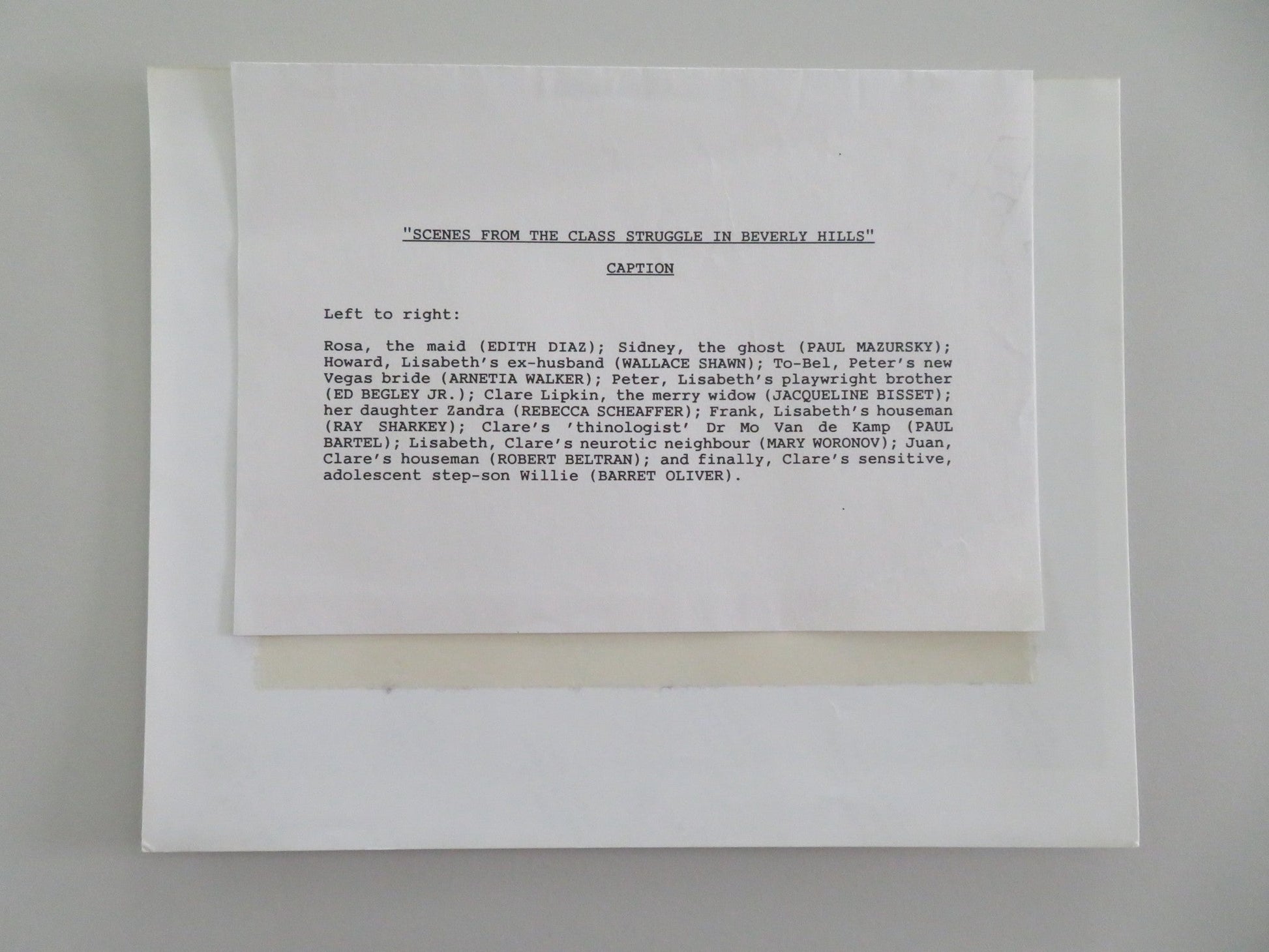 SCENES FROM THE CLASS STRUGGLE IN BEVERLY HILLS MOVIE STILL PHOTO 1989 Movie posters