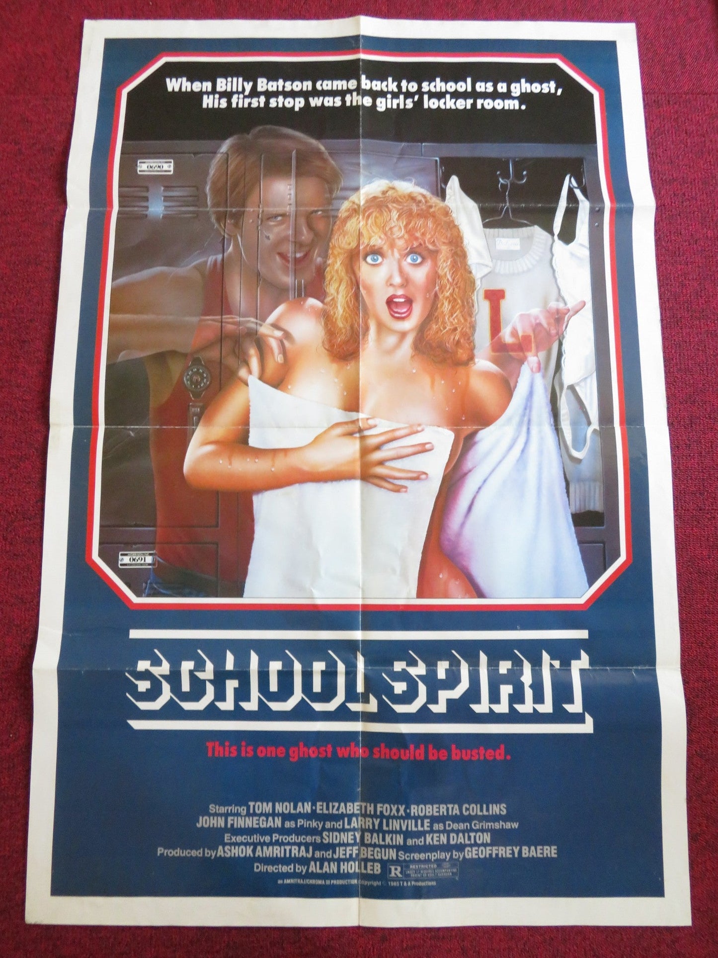 SCHOOL SPIRIT FOLDED US ONE SHEET POSTER TOM NOLAN ELIZABETH FOXX 1985 Rendezvous Cinema Movie posters