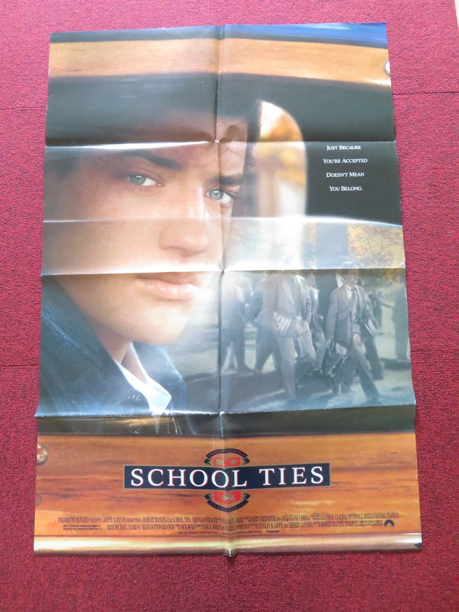 SCHOOL TIES FOLDED US ONE SHEET POSTER BRENDAN FRASER MATT DAMON 1992 Rendezvous Cinema Movie posters