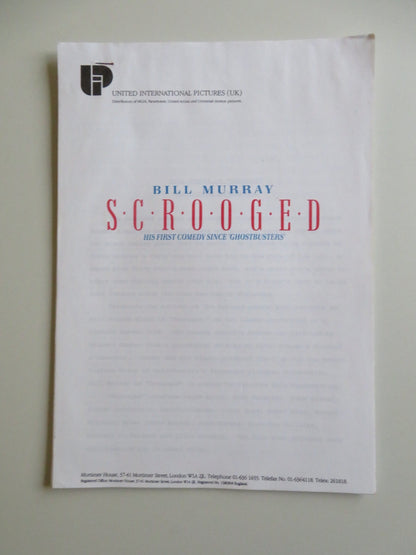 SCROOGED PRESS KIT 1988 BILL MURRAY KAREN ALLEN Movie posters