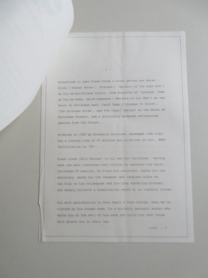 SCROOGED PRESS KIT 1988 BILL MURRAY KAREN ALLEN Movie posters