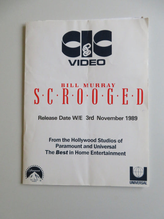 SCROOGED PRESS KIT 1988 BILL MURRAY KAREN ALLEN Movie posters