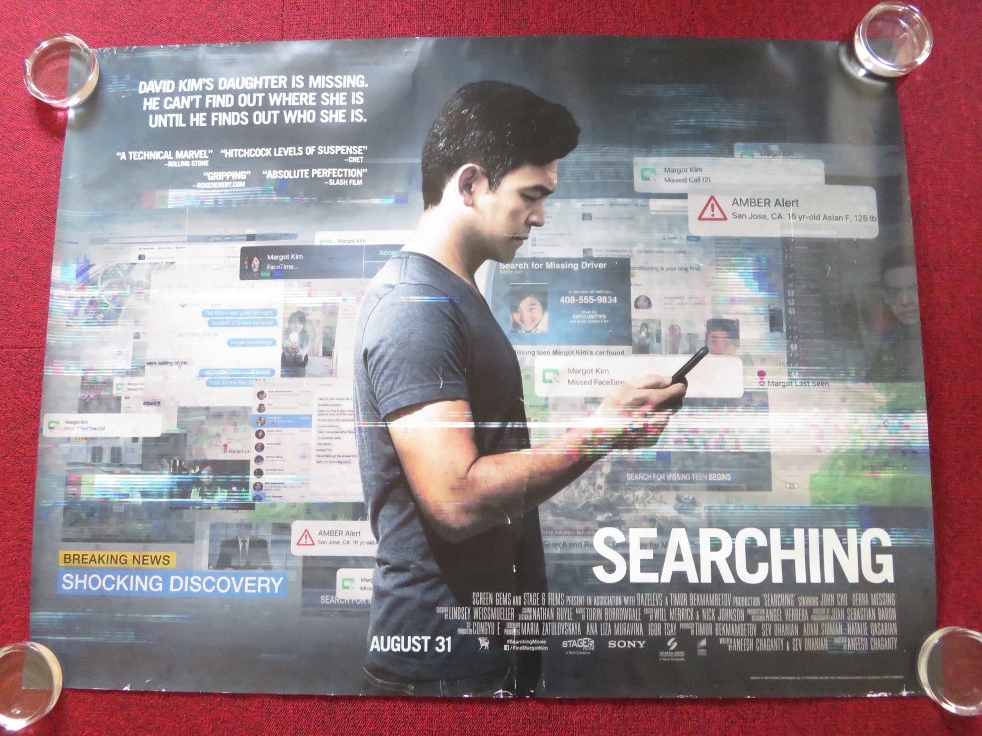 SEARCHING UK QUAD ROLLED POSTER JOHN CHO SARA SOHN 2018 Rendezvous Cinema Movie posters