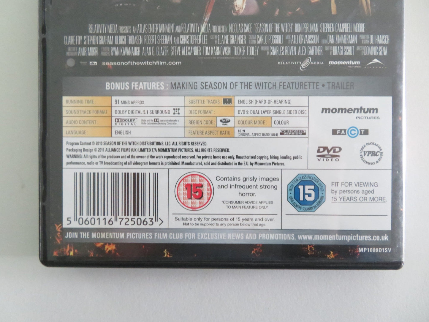 Season of the Witch (DVD) Nicolas Cage Ron Perlman 2011 Region 2 Movie posters