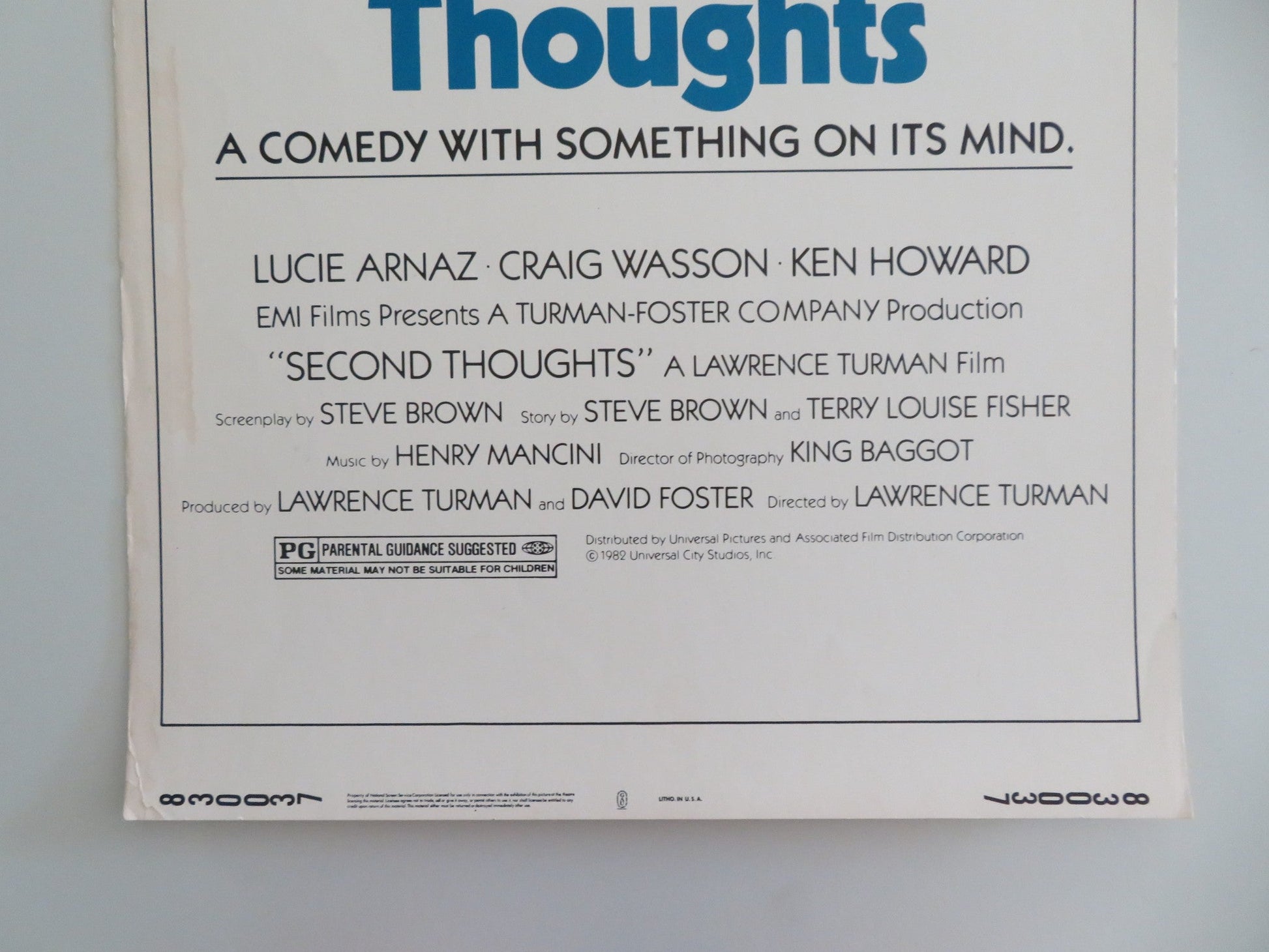 SECOND THOUGHTS US INSERT POSTER LUCIE ARNAZ CRAIG WASSON 1982 Movie posters