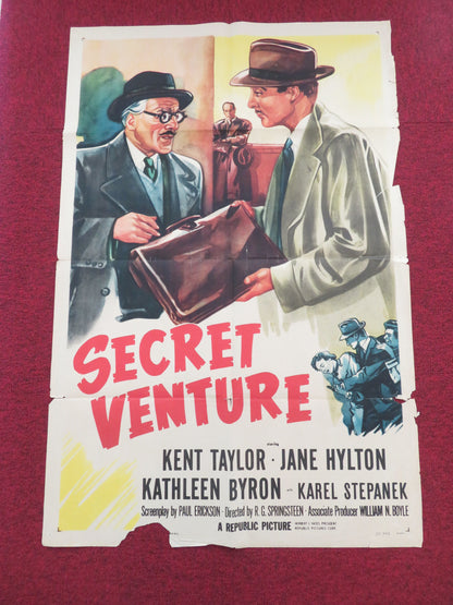 Secret Venture Folded US One Sheet Poster Kent Taylor Jane Hylton 1955 Movie posters