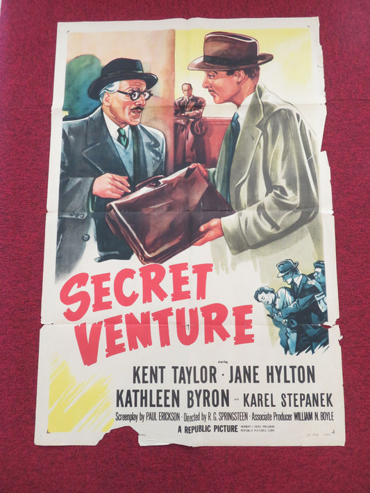 Secret Venture Folded US One Sheet Poster Kent Taylor Jane Hylton 1955 Movie posters