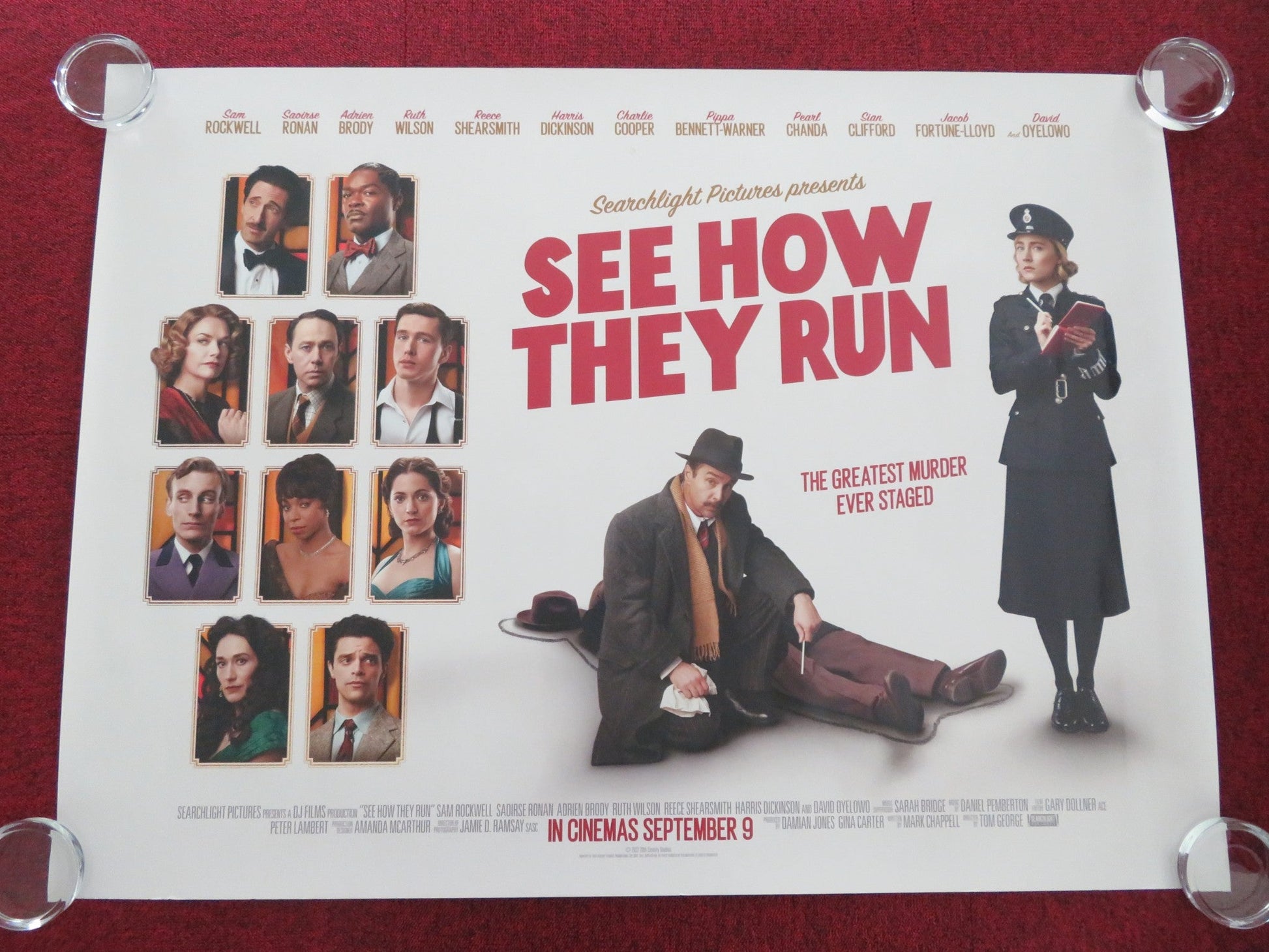 SEE HOW THEY RUN UK QUAD ROLLED POSTER SAM ROCKWELL SAOIRSE RONAN 2022 Movie posters