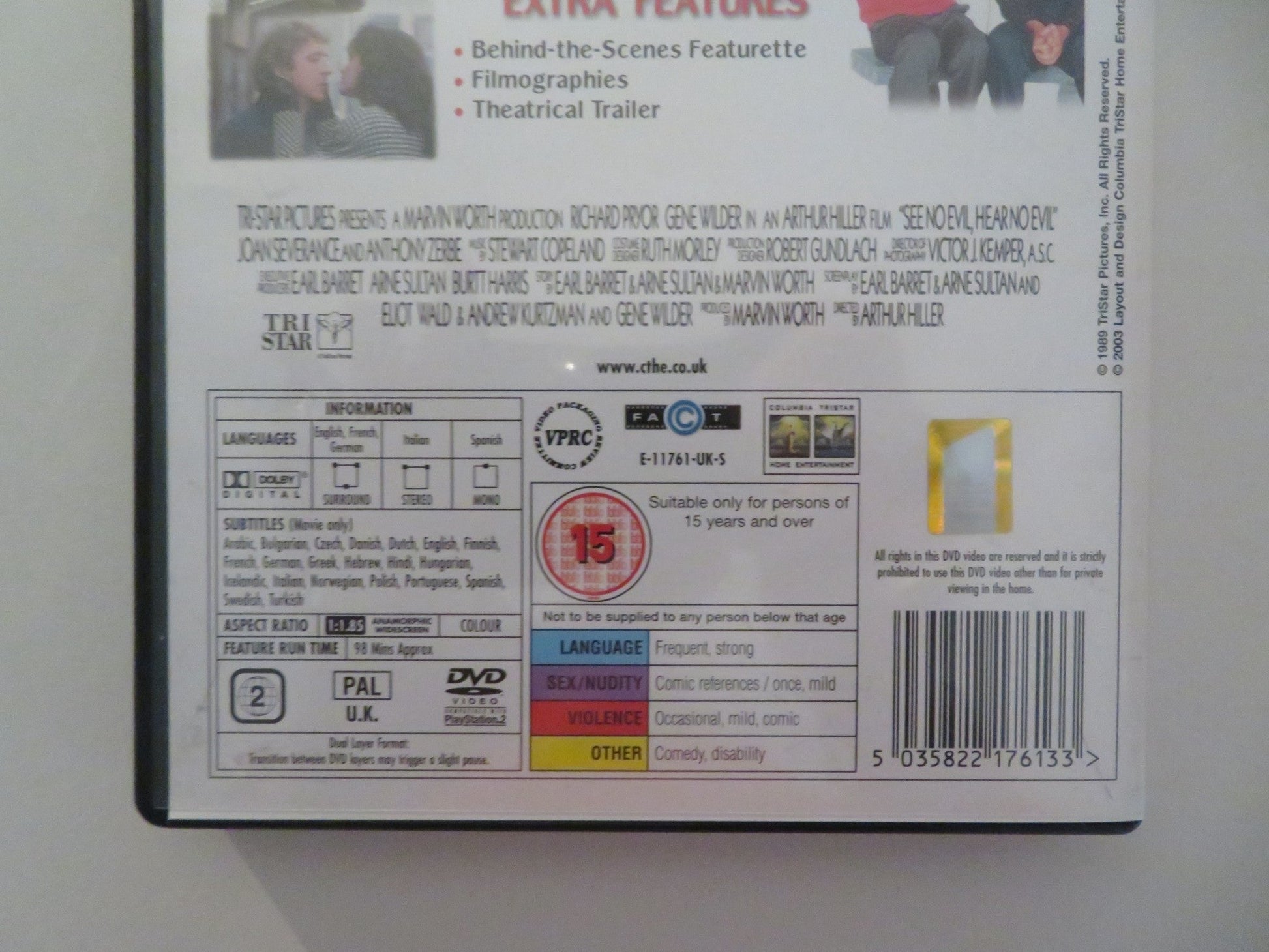 SEE NO EVIL, HEAR NO EVIL (DVD) RICHARD PRYOR GENE WILDER 1989 REGION 2 Movie posters