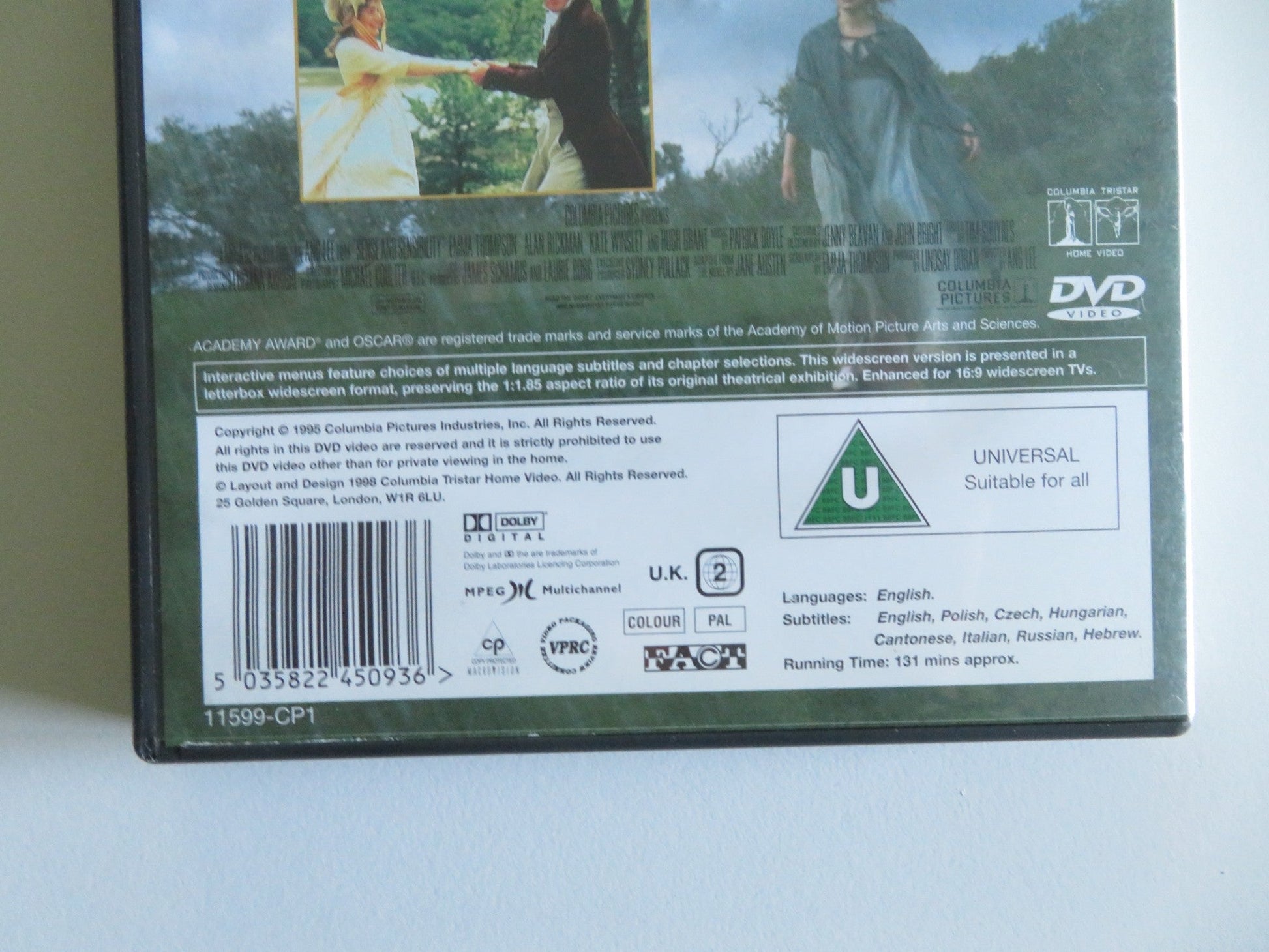 SENSE AND SENSIBILITY (DVD) EMMA THOMPSON ALAN RICKMAN 1995 REGION 2 - Rendezvous Cinema