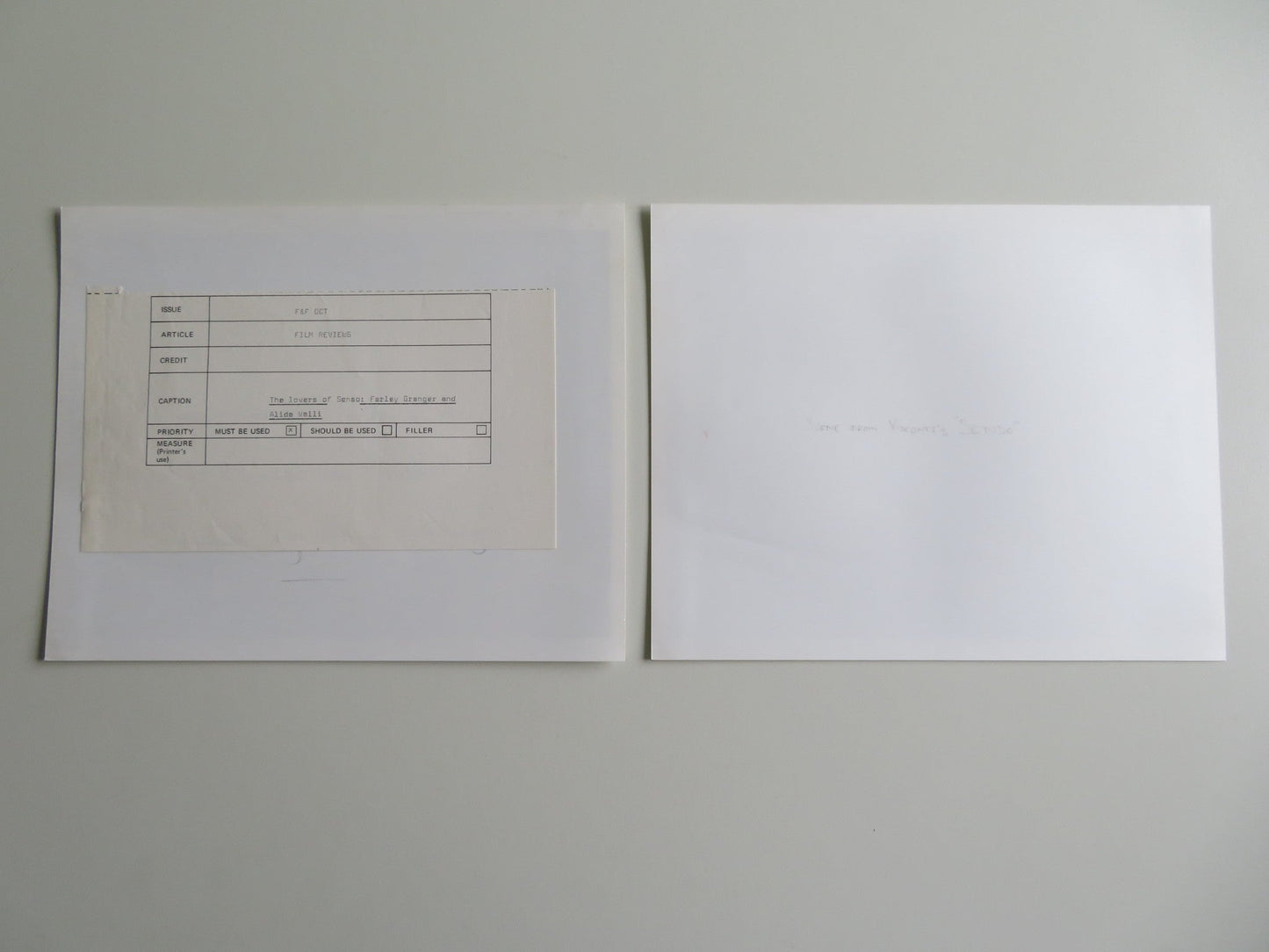 SENSO MOVIE STILL PHOTO LOT OF 2 FARLEY GRANGER ALIDA VALLI Movie posters