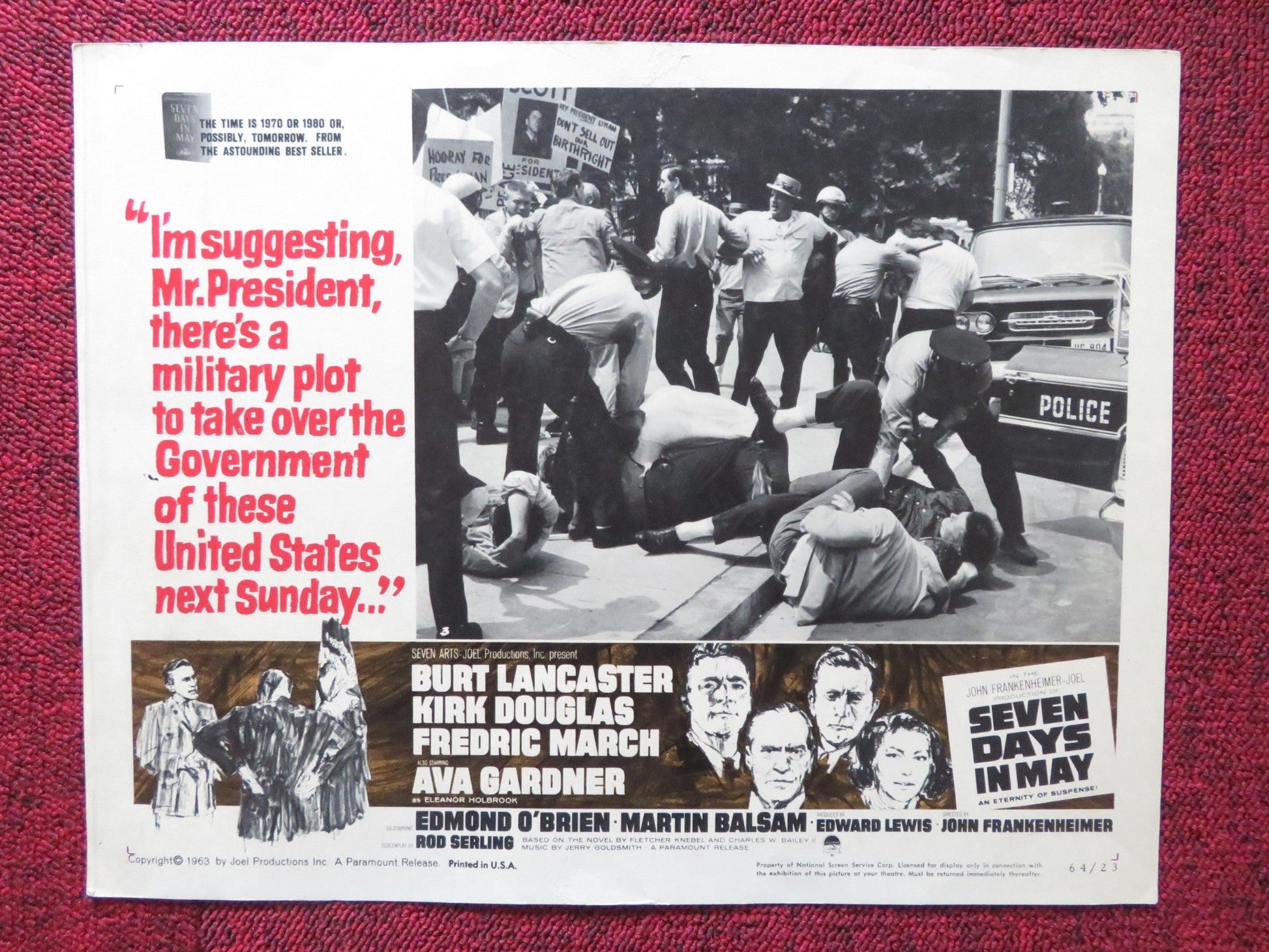 SEVEN DAYS IN MAY US LOBBY CARD FULL SET BURT LANCASTER KIRK DOUGLAS 1963 Rendezvous Cinema Movie posters