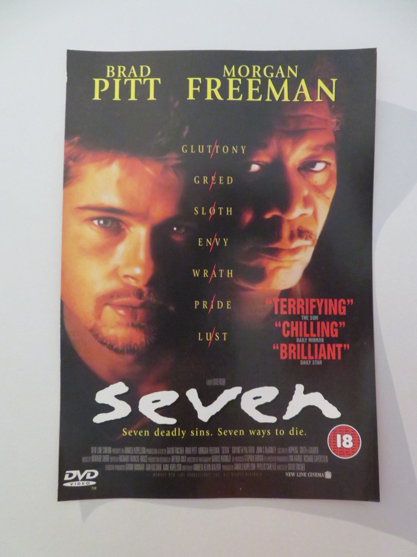SEVEN (DVD) BRAD PITT MORGAN FREEMAN 1995 REGION 2 Movie posters