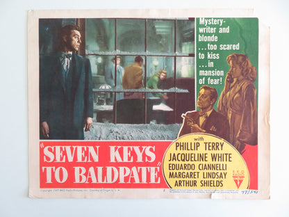 SEVEN KEYS TO BALDPATE - #2 LOBBY CARD PHILLIP TERRY JACQUELINE WHITE 1947 Rendezvous Cinema Movie posters