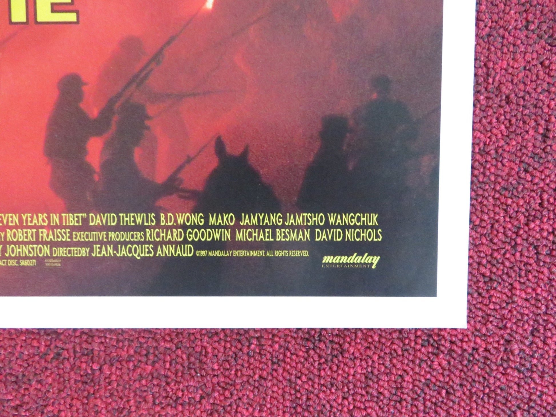 SEVEN YEARS IN TIBET VHS POSTER ROLLED BRAD PITT DAVID THEWLIS 1997 Rendezvous Cinema Movie posters