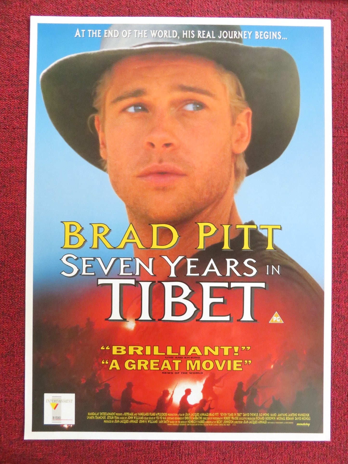 SEVEN YEARS IN TIBET VHS POSTER ROLLED BRAD PITT DAVID THEWLIS 1997 Rendezvous Cinema Movie posters