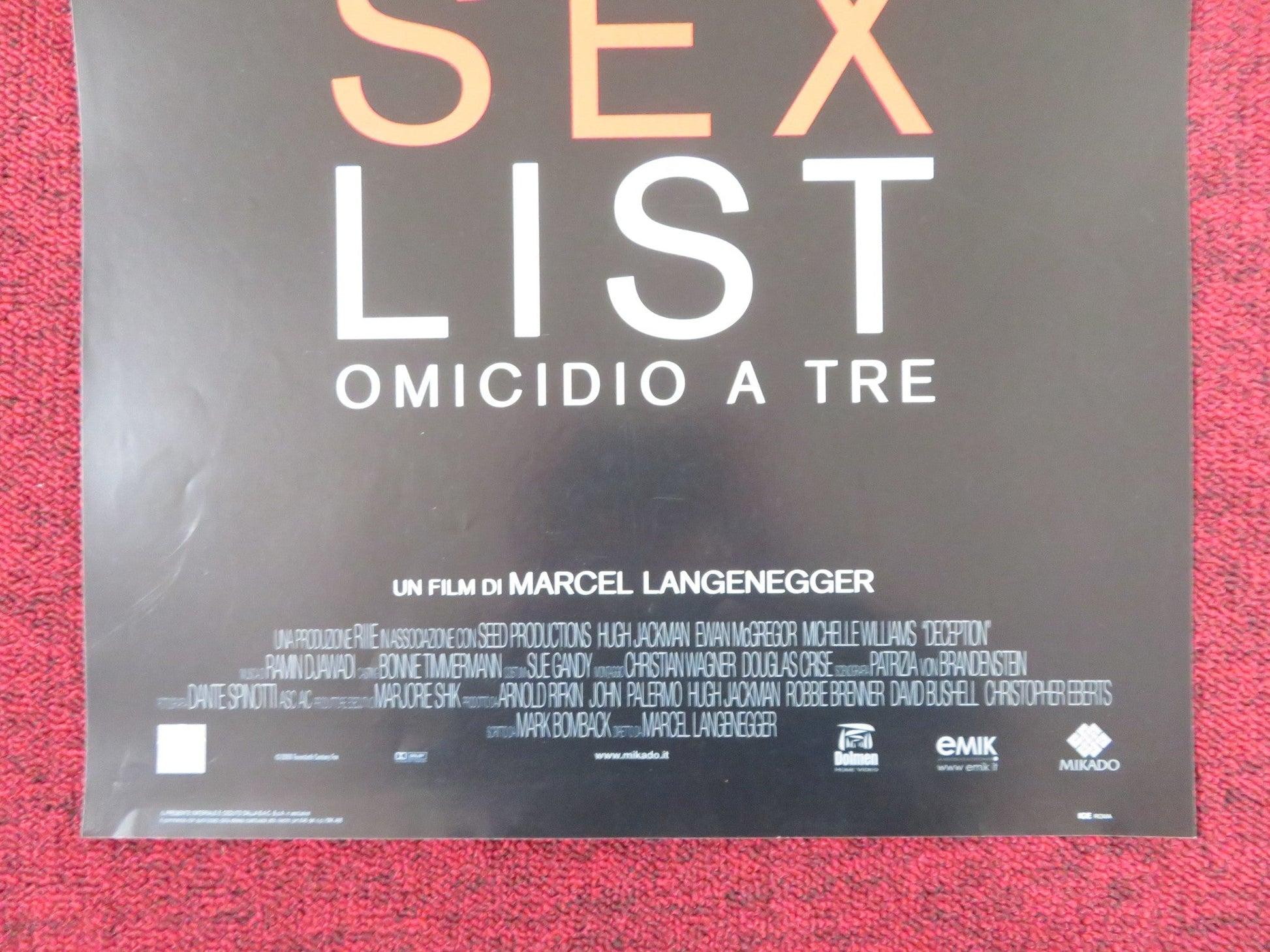 SEX LIST - OMICIDIO A TRE ITALIAN LOCANDINA POSTER EWAN MCGREGOR 2008 Rendezvous Cinema Movie posters