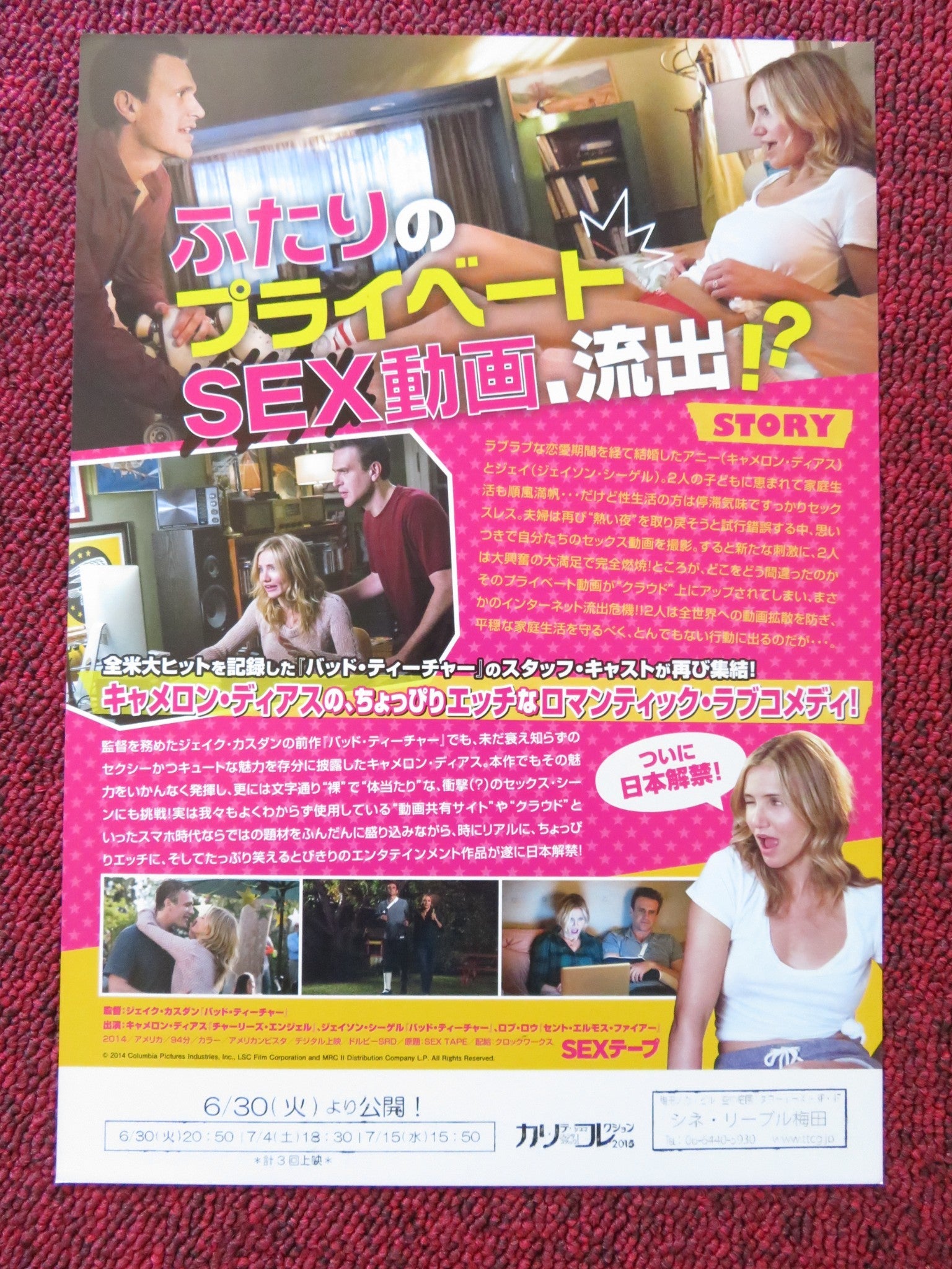 SEX TAPE JAPANESE CHIRASHI (B5) POSTER CAMERON DIAZ JASON SEGEL 2014 Rendezvous Cinema Movie posters