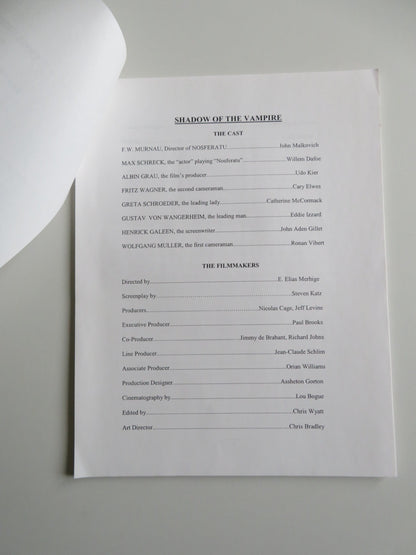 SHADOW OF THE VAMPIRE PRESS KIT 2000 JOHN MALKOVICH WILLEM DAFOE Movie posters