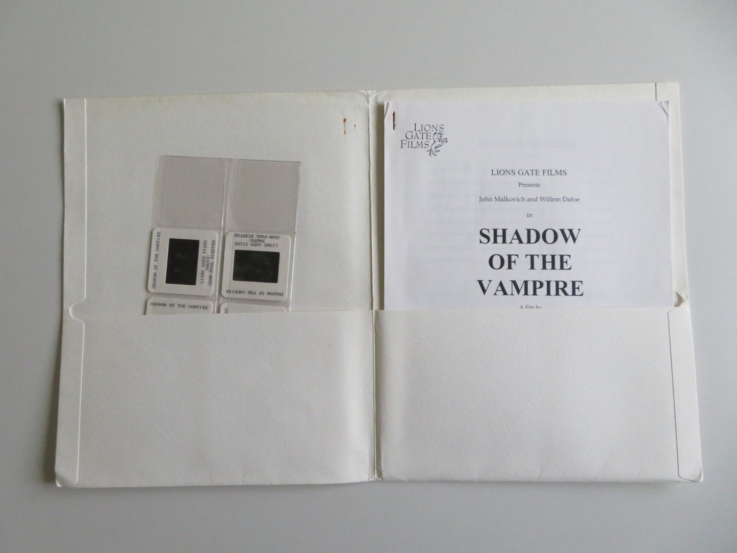 SHADOW OF THE VAMPIRE PRESS KIT 2000 JOHN MALKOVICH WILLEM DAFOE Movie posters