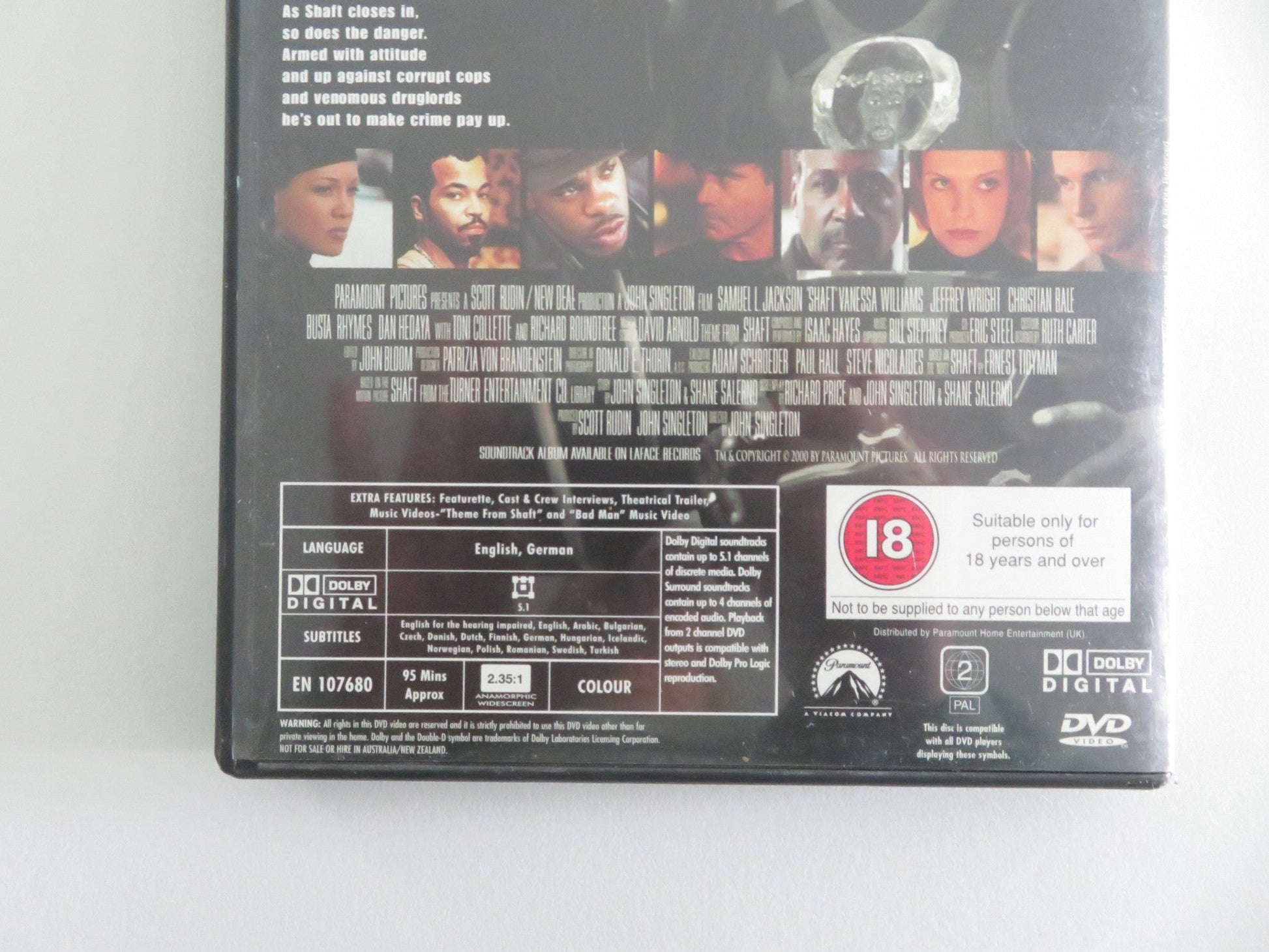 Shaft (DVD) Samuel L. Jackson Vanessa Williams 2000 Region 2 Movie posters