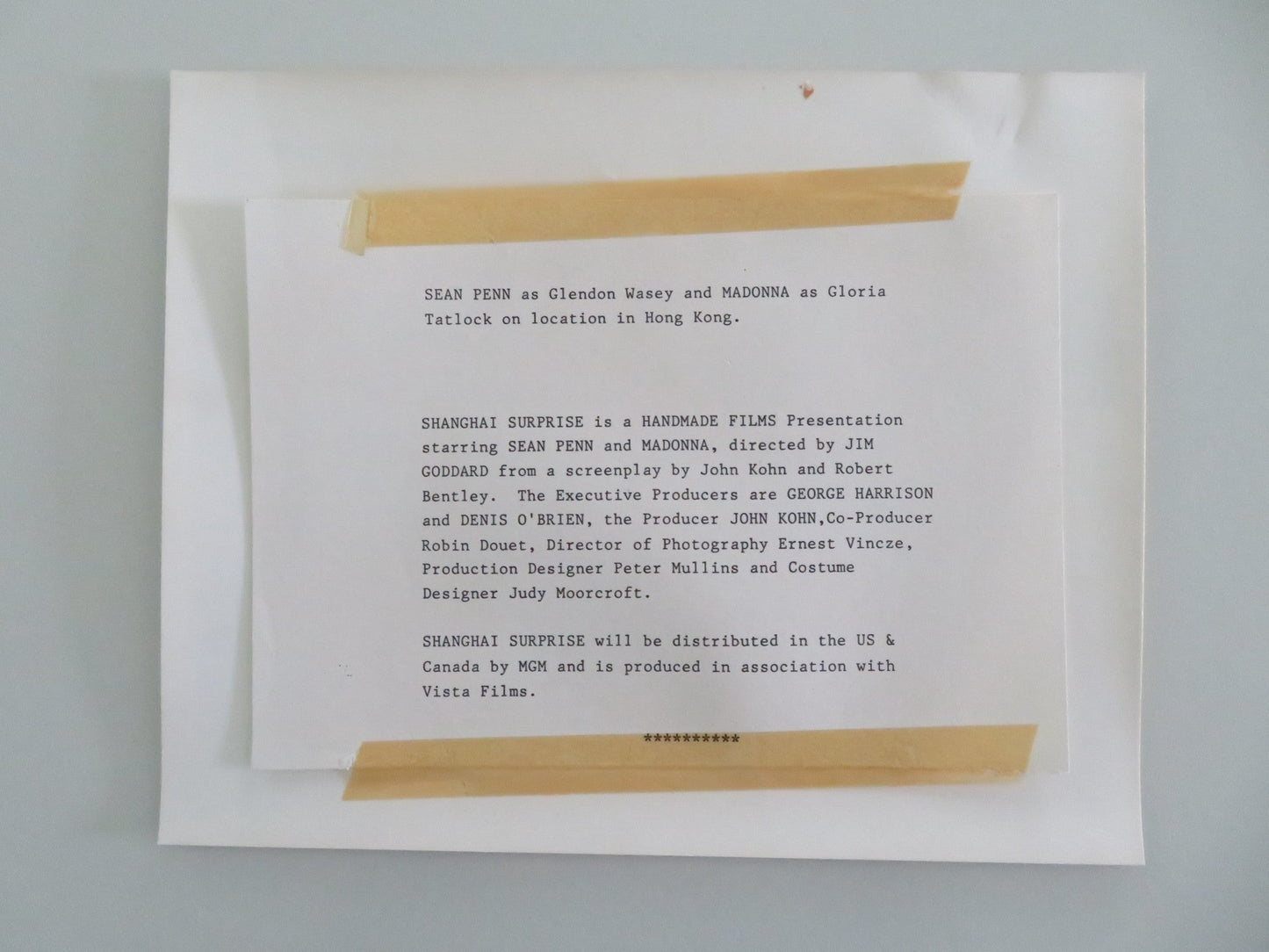 SHANGHAI SURPRISE MOVIE STILL PHOTO MADONNA SEAN PENN 1986 Movie posters