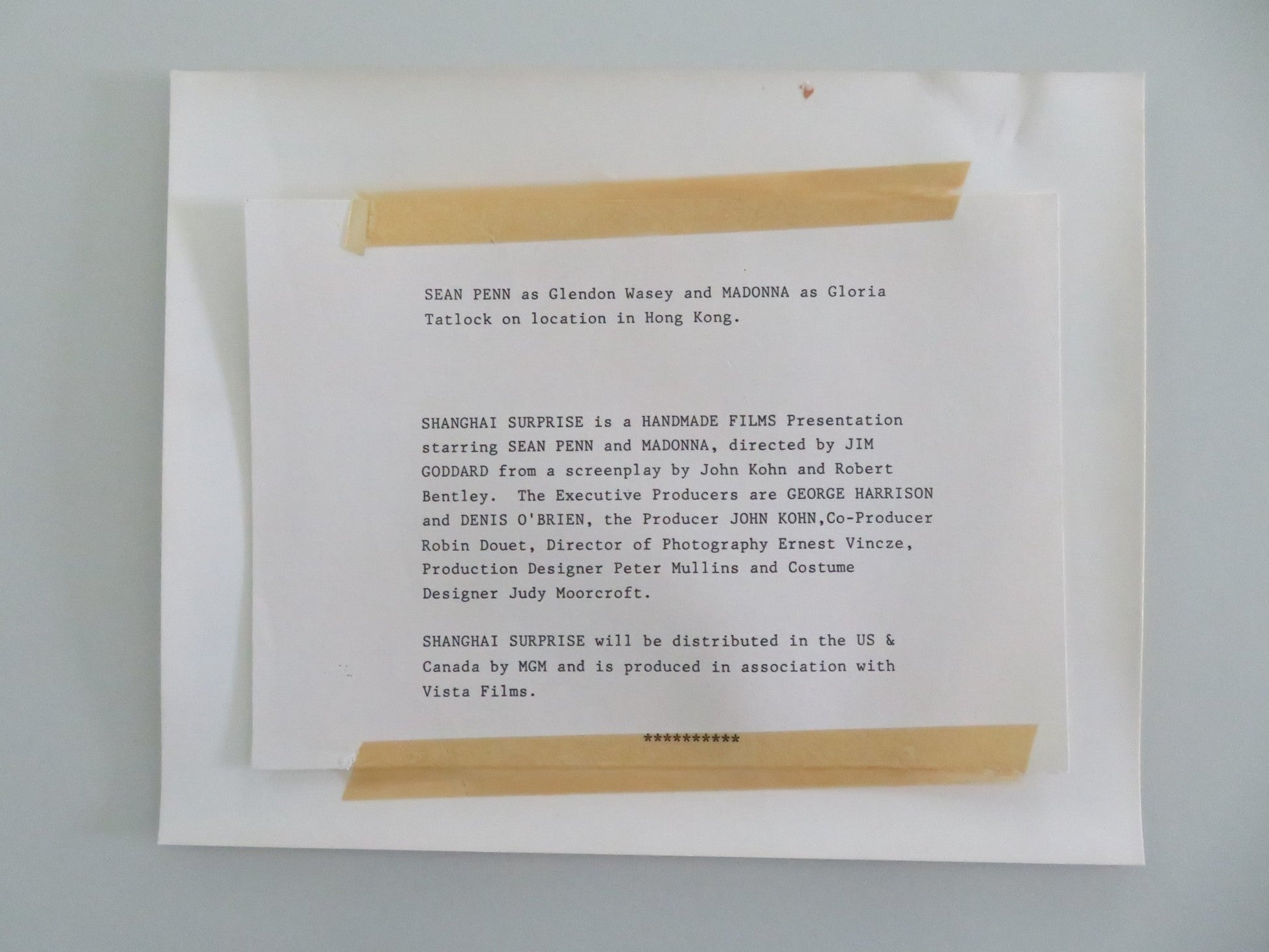 SHANGHAI SURPRISE MOVIE STILL PHOTO MADONNA SEAN PENN 1986 Movie posters