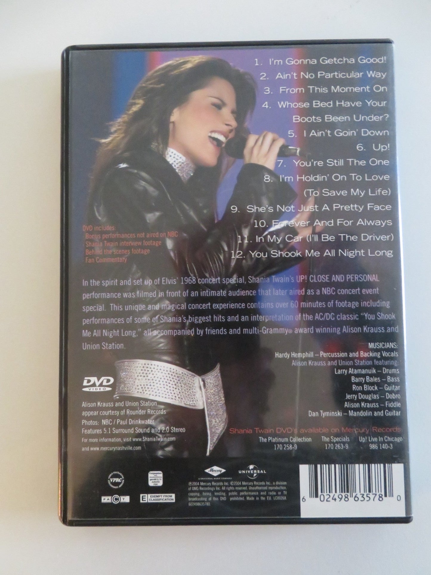 SHANIA TWAIN: UP! CLOSE AND PERSONAL (DVD) SHANIA TWAIN ALISON KRAUSS 2004 Movie posters